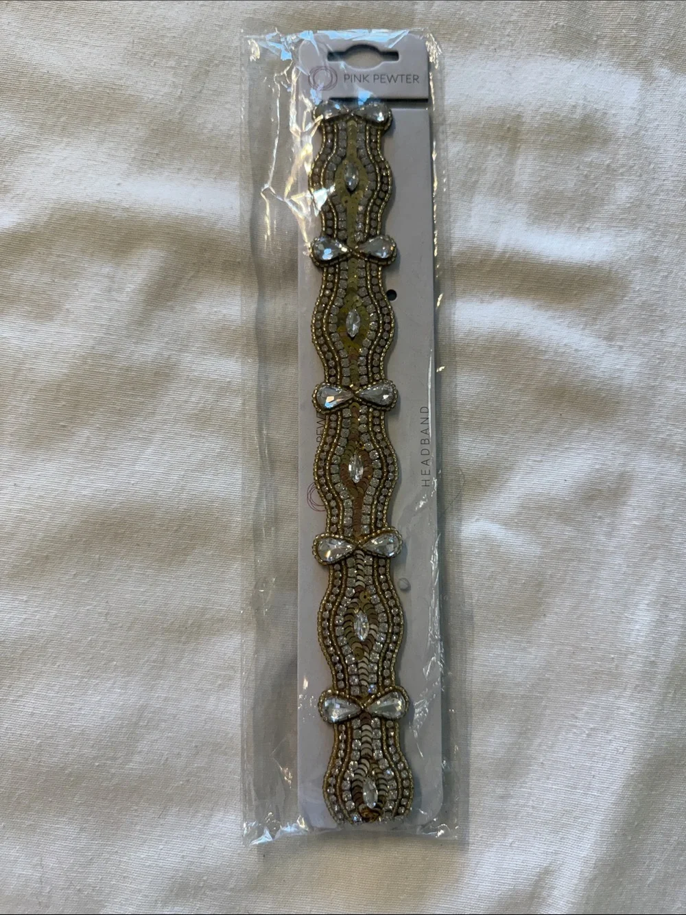 Gold Beaded Crystal Embellished Headband